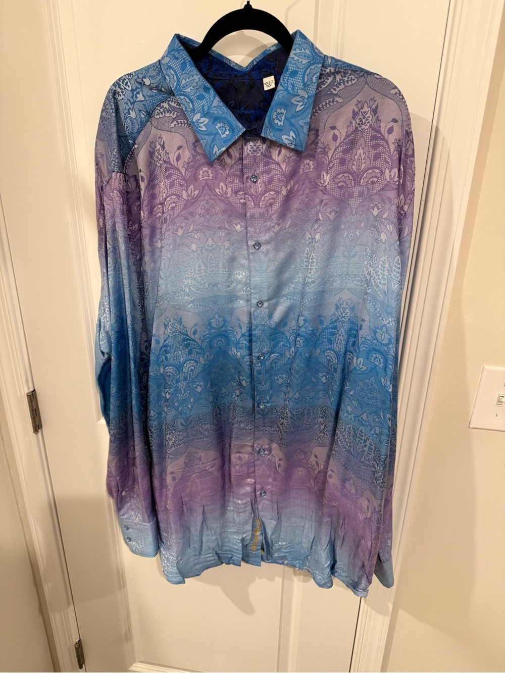 Robert Graham Blue and Purple Ombre Paisley Button-Down Shirt